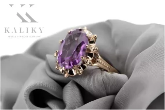 Sterling Silver Rose Gold Plated Amethyst Ring vrc079rp