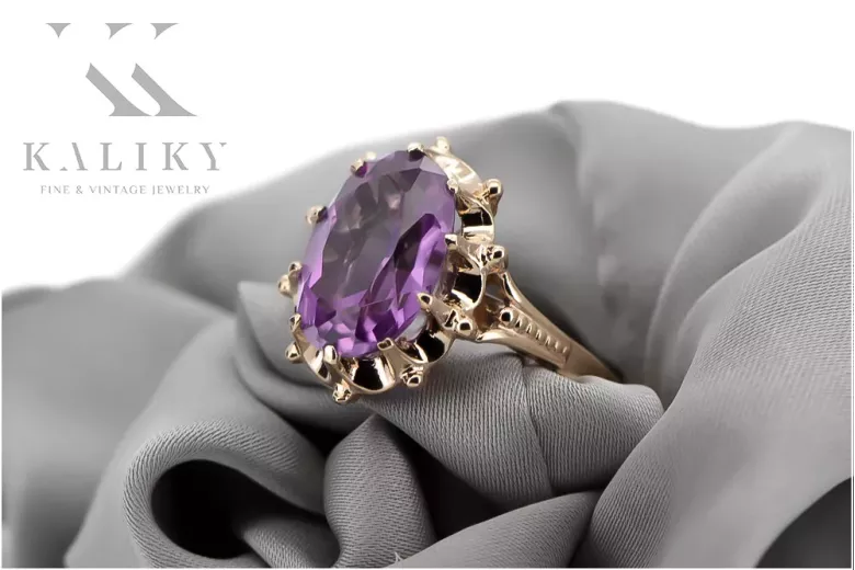 Russe soviétique rose 14k 585 or Alexandrite Rubis Émeraude Saphir Zircon bague vrc084