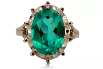 Sterling Silver Rose Gold Plated Emerald Ring vrc079rp