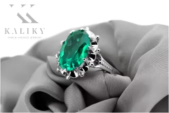 Sterling Silver 925 Emerald Ring - Elegant Jewelry Piece vrc079s