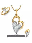 Colgante hermoso de corazón en oro blanco de 14K con gemas variadas cgcpc017