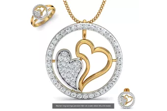 Collar corazón hermoso en oro blanco de 14K con gemas variadas cgcpc019yw10g