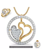 Collar corazón hermoso en oro blanco de 14K con gemas variadas cgcpc019yw10g