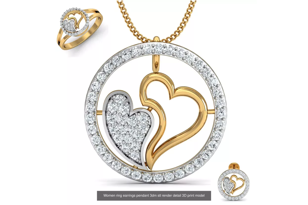 Pendentif Coeur Magnifique en Or Jaune Blanc 14K cgcpc019yw10g