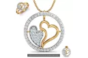 Collar corazón hermoso en oro blanco de 14K con gemas variadas cgcpc019yw10g