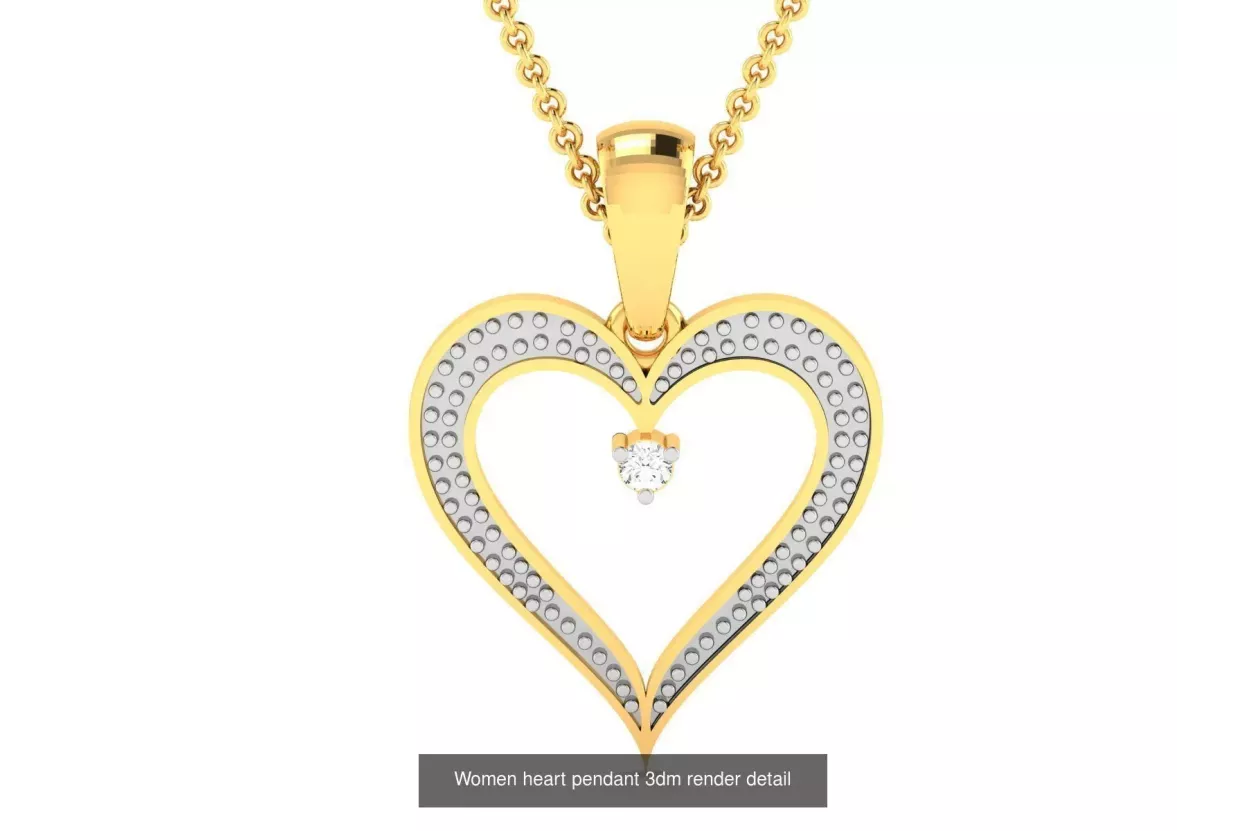 Colgante corazón hermoso en oro blanco 14K con gemas diversas cgcpc038