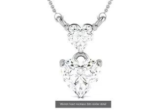 Pendentif Coeur Magnifique Or Blanc 14K avec Pierres Précieuses cgcpc039