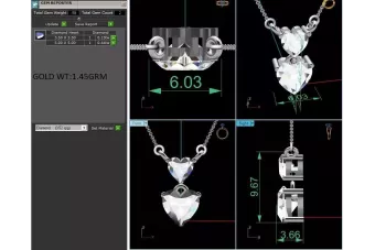 Colgante corazón hermoso en oro blanco de 14K con piedras preciosas cgcpc039