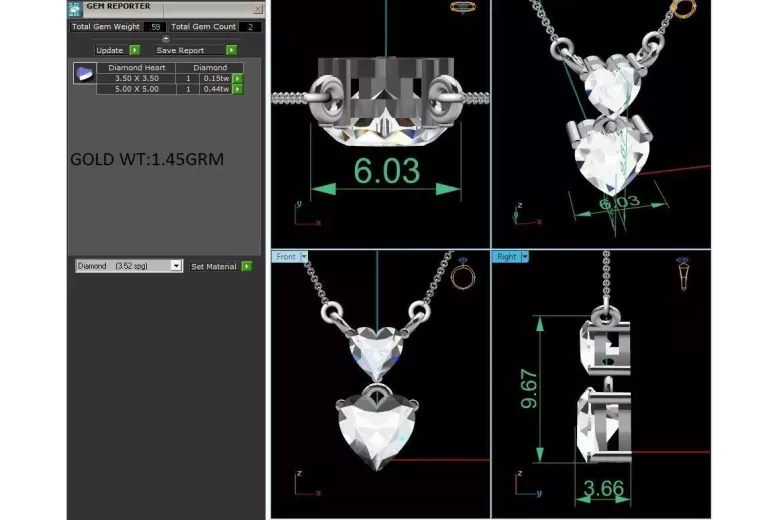 Colgante corazón hermoso en oro blanco de 14K con piedras preciosas cgcpc039