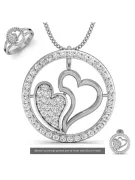 Colgante Corazón Hermoso en Oro Blanco 14K con Gemas Variadas cgcpc019