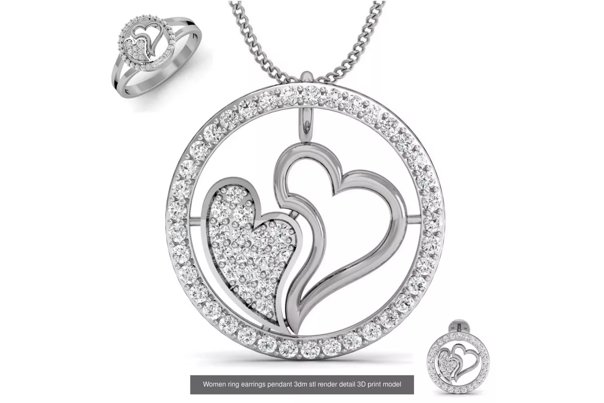 Colgante Corazón Hermoso en Oro Blanco 14K con Gemas Variadas cgcpc019