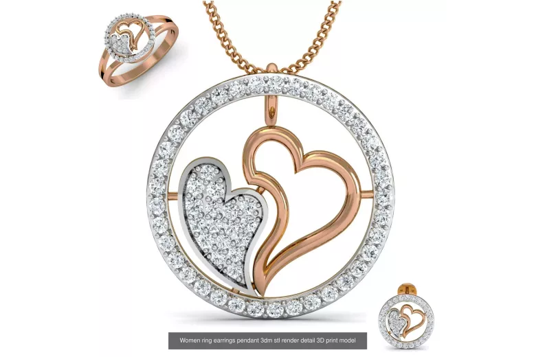 Colgante Corazón Hermoso en Oro Blanco 14K con Gemas Variadas cgcpc019