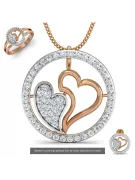 Colgante Corazón Hermoso en Oro Blanco 14K con Gemas Variadas cgcpc019