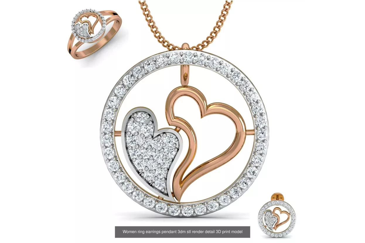 Colgante Corazón Hermoso en Oro Blanco 14K con Gemas Variadas cgcpc019