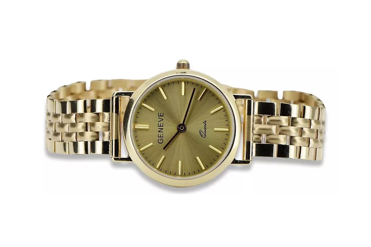 Gold men's watch Geneve ★ zlotychlopak.pl ★ Gold purity 585 333 Low Price!