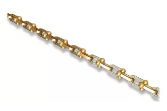 Cadena de oro sólido con rosas amarillas y blancas de 14 quilates cgcc006