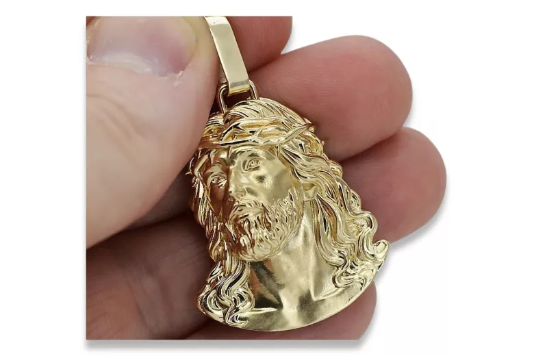 Colgante con icono de medallón de Jesús ★ https://zlotychlopak.pl/es/ ★ Oro 585 333 precio bajo