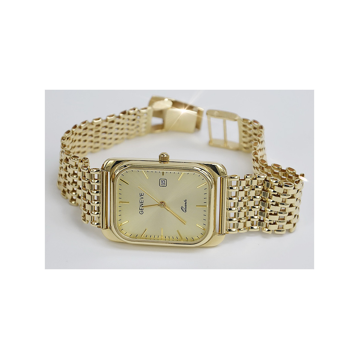 Gold men's watch Geneve ★ zlotychlopak.pl ★ Gold purity 585 333 Low Price!