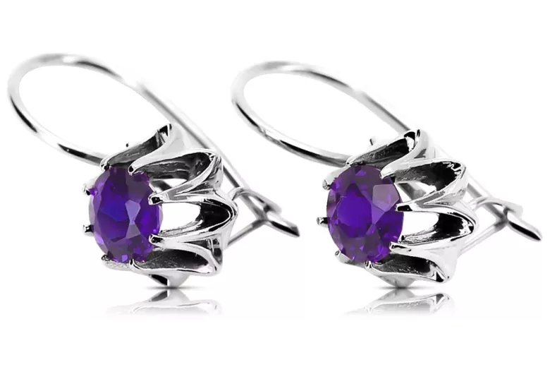 Vintage 925 Boucles d’oreilles alexandrite argent vec092s style soviétique russe