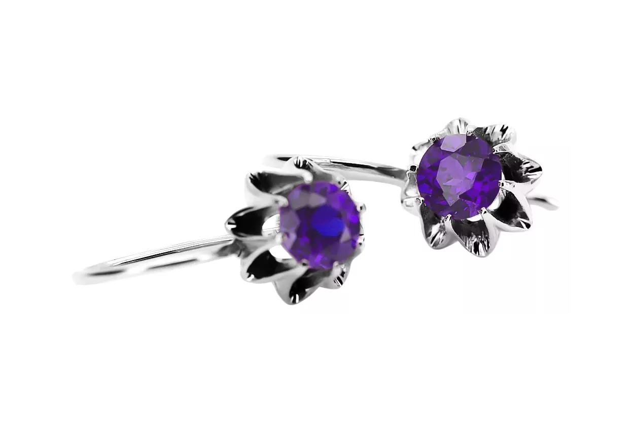 Vintage 925 Boucles d’oreilles alexandrite argent vec092s style soviétique russe