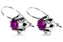 Boucles d’oreilles vintage 925 Silver Amethyst vec092s style soviétique russe