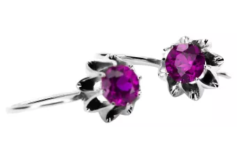 Boucles d’oreilles vintage 925 Silver Amethyst vec092s style soviétique russe