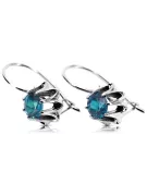 Argent 925 aquamarine Boucles d'oreilles vintage vec092s style soviétique russe