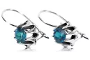 Argent 925 aquamarine Boucles d'oreilles vintage vec092s style soviétique russe