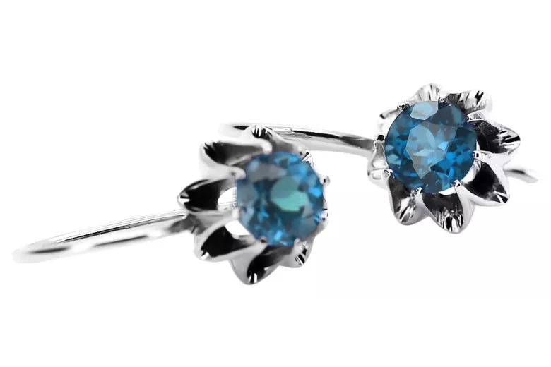 Plata 925 aquamarine Pendientes vintage vec092 estilo ruso soviético