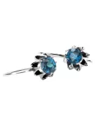 Argent 925 aquamarine Boucles d'oreilles vintage vec092s style soviétique russe