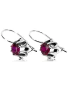 Vintage 925 Silver ruby earrings vec092s Russian Soviet style