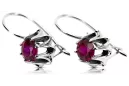 Vintage 925 Silver ruby earrings vec092s Russian Soviet style