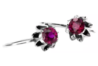 Vintage 925 Silver ruby earrings vec092s Russian Soviet style