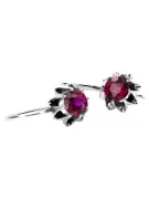 Vintage 925 Silver ruby earrings vec092s Russian Soviet style