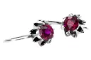 Vintage 925 Silver ruby earrings vec092s Russian Soviet style