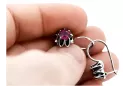 Vintage 925 Silver ruby earrings vec092s Russian Soviet style