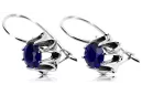 Vintage 925 Silver sapphire earrings vec092s Russian Soviet style