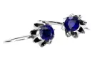 Vintage 925 Boucles d’oreilles saphir argent vec092s style soviétique russe