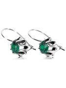 Vintage 925 Silver emerald earrings vec092s Russian Soviet style