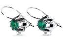 Vintage 925 Boucles d’oreilles émeraude argent vec092s style soviétique russe