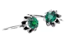 Vintage 925 Silver emerald earrings vec092s Russian Soviet style