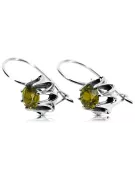 Vintage 925 Boucles d'oreilles peridot en argent vec092s style soviétique russe