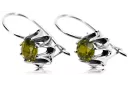 Vintage 925 Boucles d'oreilles peridot en argent vec092s style soviétique russe