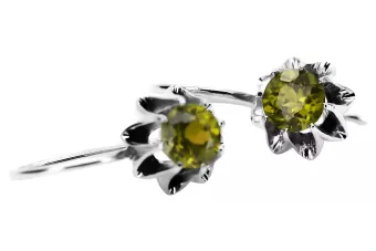 Vintage 925 Pendientes peridot de plata vec092 estilo soviético ruso