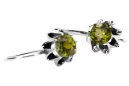 Vintage 925 Boucles d'oreilles peridot en argent vec092s style soviétique russe