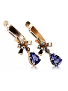 Rose pink 14k 585 gold sapphire earrings vec045 Vintage