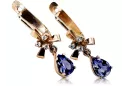 Rose pink 14k 585 gold sapphire earrings vec045 Vintage