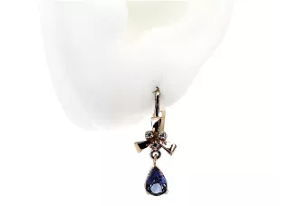 Серьги с розовым сапфиром из золота 14 карат 585 пробы vec045 Vintage
