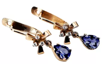 Boucles d'oreille saphir en or rose 14k 585 vec045 Vintage