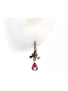 Boucles d'oreilles rubis rose rose 14 carats 585 vec045 style soviétique russe vintage